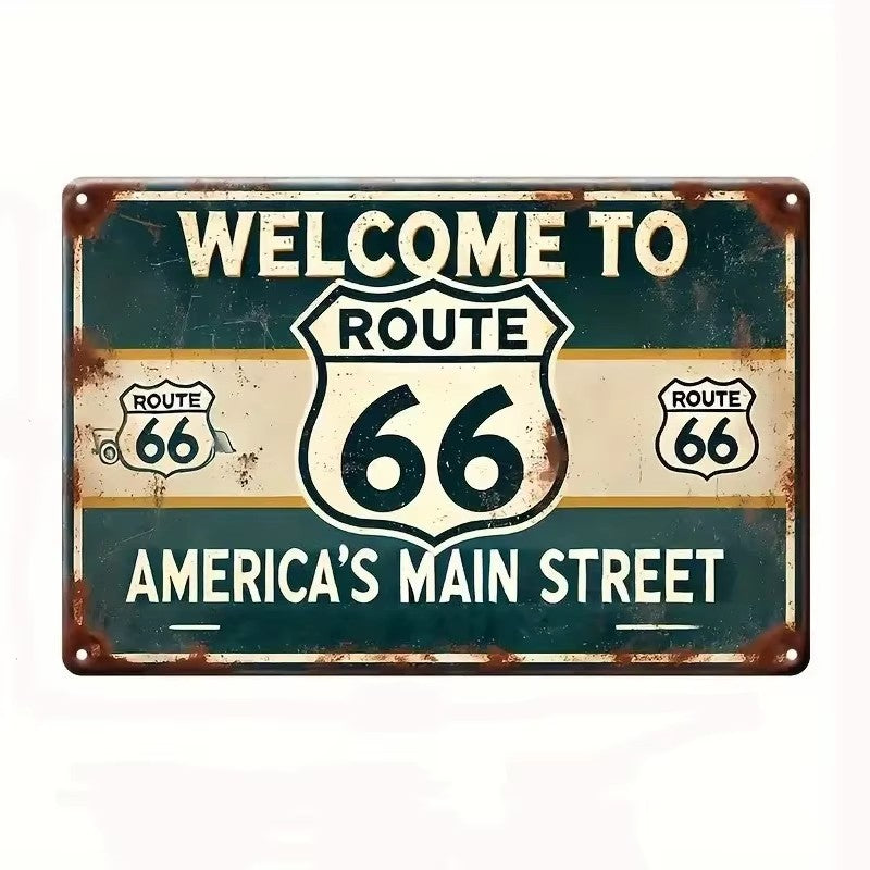 A retro Route 66 neon aluminum sign interesting Route 66 aluminum poster bar decoration restaurant decoration street decoration