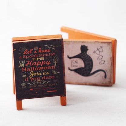 Casa de Bonecas de Madeira Mini Quadro Negro Pintura Natal Halloween Enfeite em Miniatura