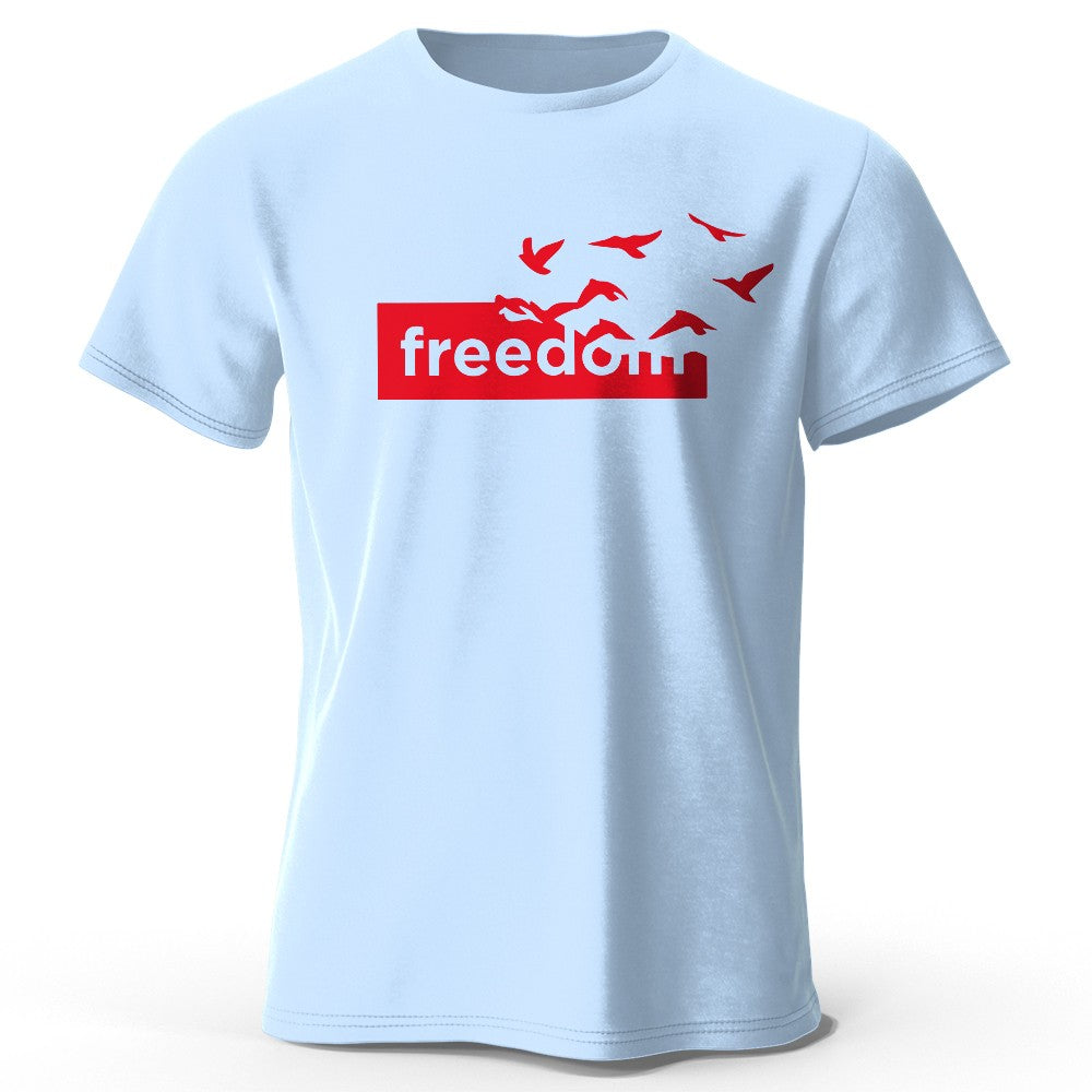 Men's The Freedom Letter Printed T-Shirt 100% Cotton Oversized Funny Graphic Tees for Men Women Summer Tops