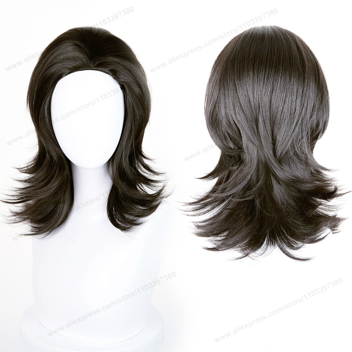 Anime 45cm Universal Cosplay Wig with Enlarged Scalp Free Parting Black White Yellow Man Women Heat Resistant Synthetic Hair