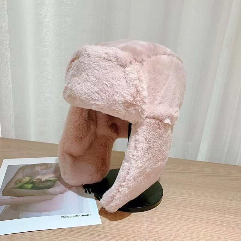 Gorros Femininos de Inverno Quentes e Grossos Estilo Russo, Moda Coreana Ushanka, Chapéu de Aviador com Protetor de Orelha, Chapéu Bomber Feminino Ajustável, Tendência