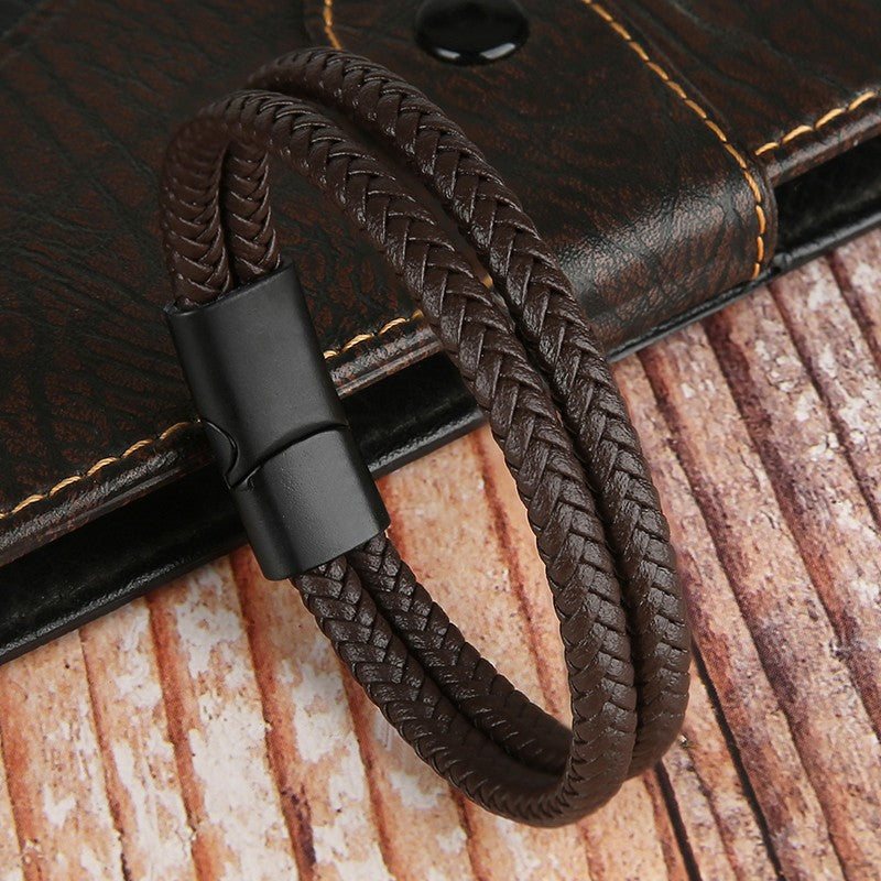 Novos Braceletes e Pulseiras de Couro Genuíno 2025 para Homens e Mulheres Pulseira de Couro de Camada Dupla Joias Artesanais Masculinas Pulseras