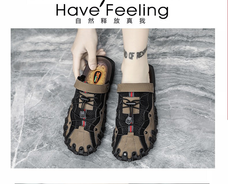 Men plus size Baotou casual sandals summer soft-sole non-slip outdoor beach shoes fashion youth outdoor dual-use sports slippers