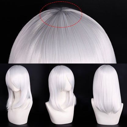 Peruca de Cosplay Média de Alta Qualidade 40cm com Franja Preta Loira Rosa Vermelha Azul Roxo Resistente ao Calor Perucas de Cabelo Sintético