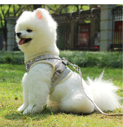 Colete Respirável de Nylon para Cães, Arnês Ajustável e Conjunto de Coleira para Cães Pequenos e Gatos, Coleira Refletiva para Filhotes