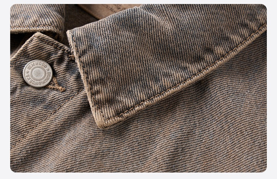 SIMWOOD 2025 Autumn New Oversize Washed Vintage Denim Jackets Men 12.5oz Plus Size Coats