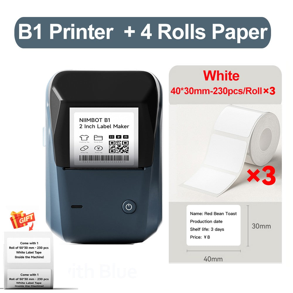 Portable Niimbot B1 Wireless Label Maker Adhesive Sticker Printer Labeling Machine DIY 20-50mm Labels for Office Home