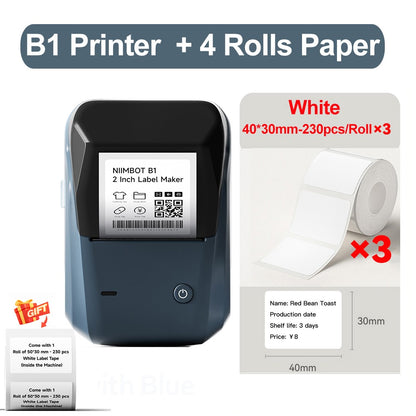 Portable Niimbot B1 Wireless Label Maker Adhesive Sticker Printer Labeling Machine DIY 20-50mm Labels for Office Home