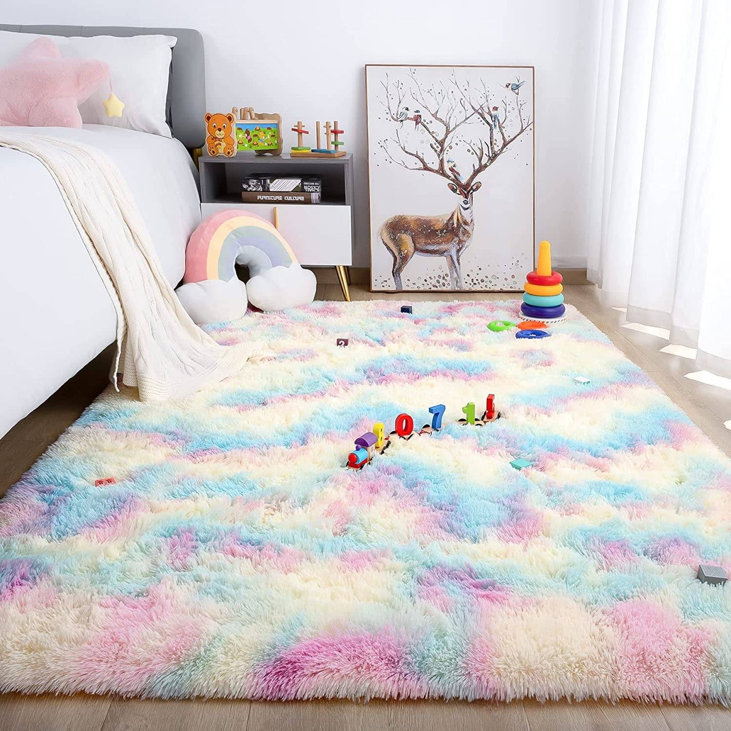 Lochas Super Soft Plush Tie Dye Velvet Rugs for Home Decor Large Size shaggy Rug Fluffy Carpet For Living Room Bedroom Kids Room