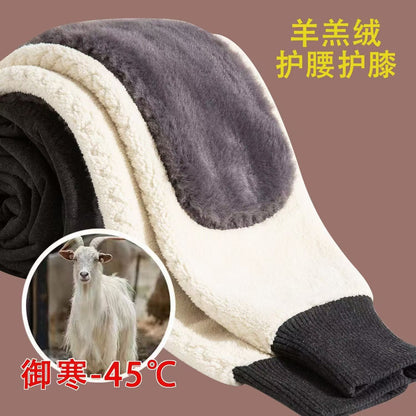 -30° Winter Thicken Keep Warm Long Wool Sheepskin Pants One Piece of Fur Men's and Women's High Waist Wool Liner Pants