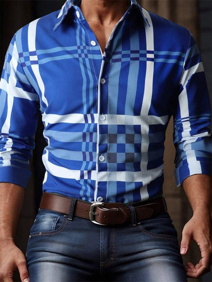 3D printed men's long sleeved shirt in plus size, comfortable collared men's top, Hawaiian men's shirt 2025 new style