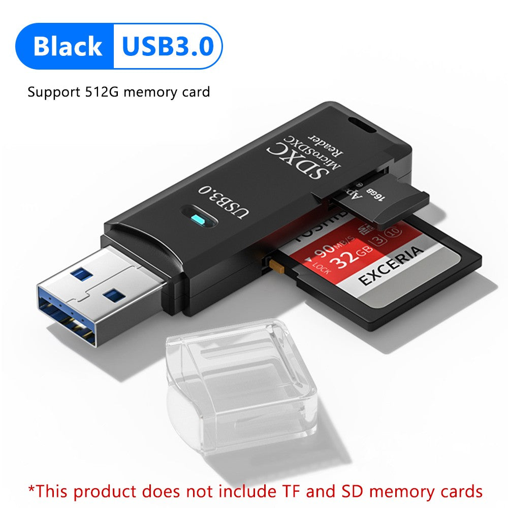 Leitor de cartão 2 em 1 USB 3.0 Leitor de cartão Micro TF SD Adaptador USB Leitor de cartão de alta velocidade Cartão de memória TF para acessórios de PC portátil