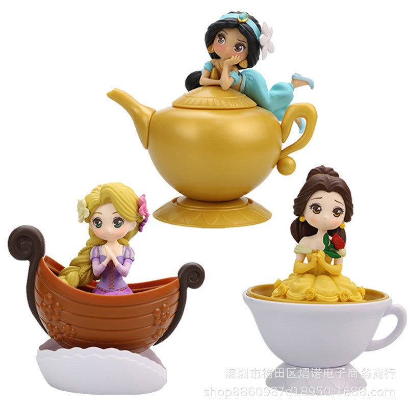Kit com 3 Bonecas de Ação Criativas Disney Princesas Branca de Neve Ariel Jasmine Cinderela Rapunzel – Presente Para Crianças Meninas