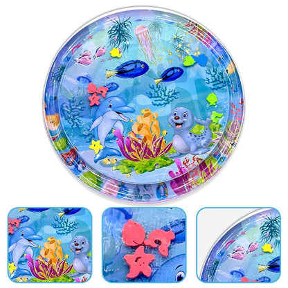1pc 100cm/39.4inch PVC Baby Playing Water Mat Purple Round Seal Pattern Toddler Pad Kids Early Education Activity Toys Cushion
