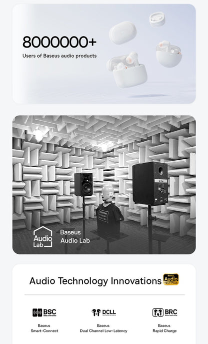 Baseus EP10 Pro ANC Earbuds Wireless Bluetooth 6.0 Earphones 50dB Realtime Adaptive Headphones 6 Mic Hi-Res LDAC IP55  Ear buds