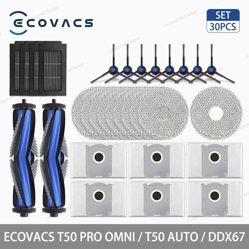 Acessórios para Aspirador Robô ECOVACS T50 PRO OMNI / T50 AUTO / DDX67 Escova Principal Escova Lateral Filtro Hepa Pano de Limpeza Saco de Pó Peças