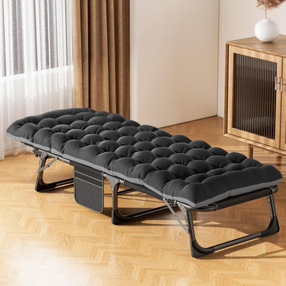 Folding Bed with Mattress, Portable Foldable Adult Bed Frame for Guest, Fold up Bed Cot for Indoor Outdoor Travel Camp V