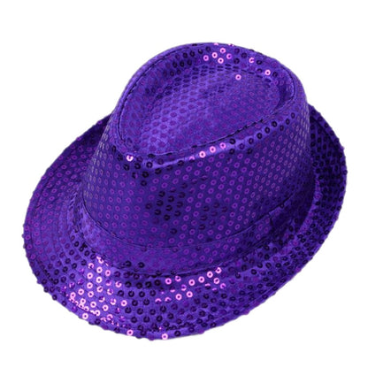 British Top Jazz Hat Bucket Hat Men Women Stage Performance Sequin Hat Shining Christmas Fedoras Party Parent Child Hat Hollween