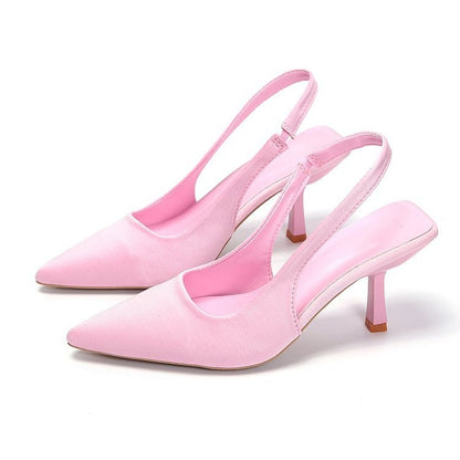 2024 Novas Sandálias Femininas Sexy de Salto Alto com Bico Fino Luxuosas, Scarpins Rasos da Moda, Sapatos Femininos de Festa e Casamento com Salto Agulha