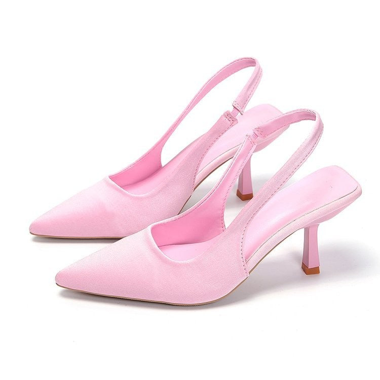 2024 Novas Sandálias Femininas Sexy de Salto Alto com Bico Fino Luxuosas, Scarpins Rasos da Moda, Sapatos Femininos de Festa e Casamento com Salto Agulha