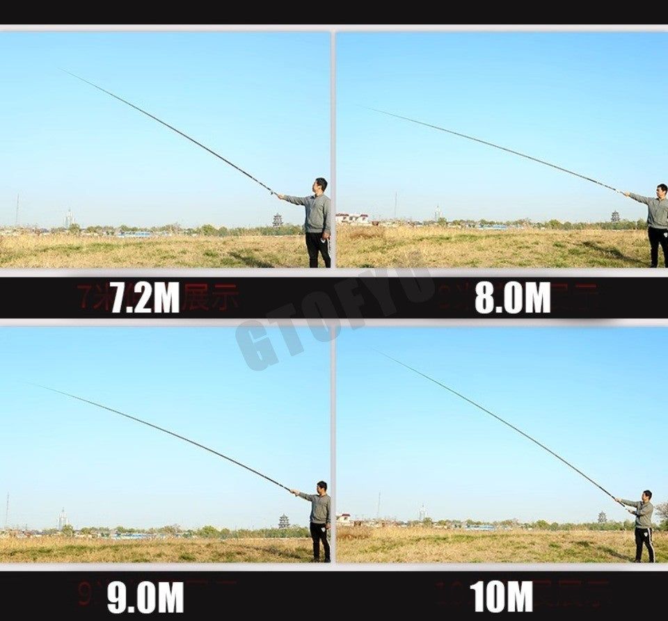 Conjunto Ultraleve de Vara de Pesca e Carretilha Oca de Múltiplas Posições de Alto Carbono Variável 4.5-10M Super Rígida para Rio
