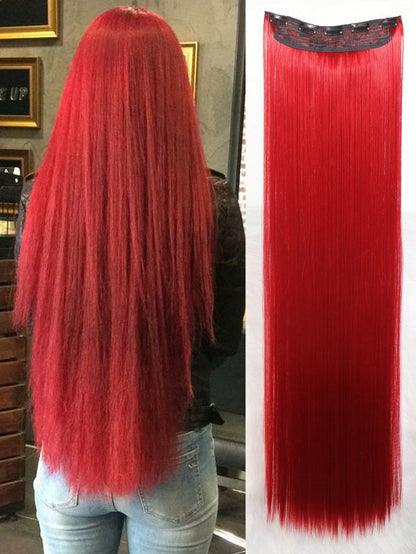Aosiwig Sintético Super Longo Liso 100cm 5 Presilhas Extensão de Cabelo Natural Preto Loiro Aplique Postiço para Mulheres