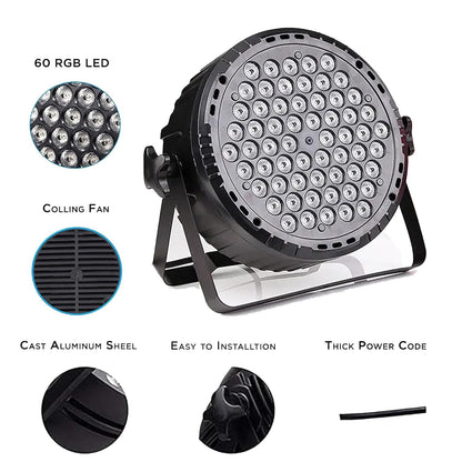 3w*60 led rgb 3 in 1 par light dmx 512 sound control dj party lights wedding disco lights ballroom club projection stage lamp