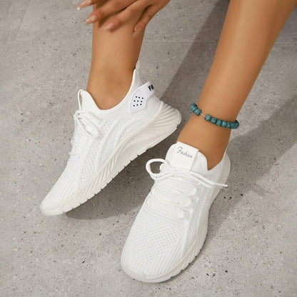 Designer Women Casual Sneakers Sports Shoes Fashion Brand Lace Up Loafers Female Knitted Mesh Breathable Shoes for Women