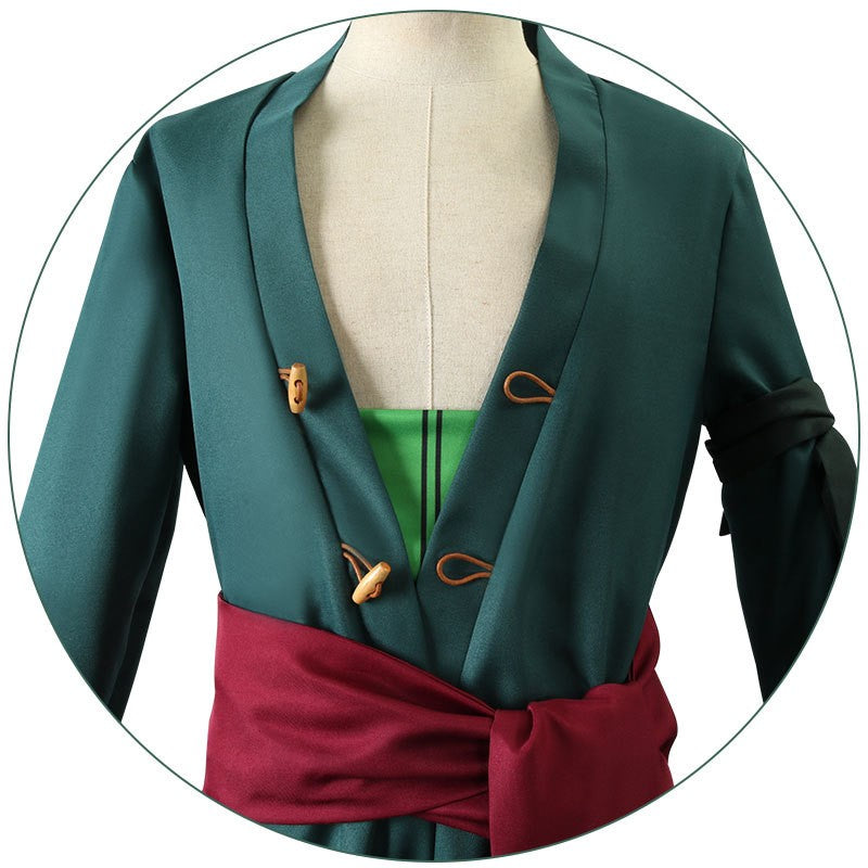 Roronoas Cosplay Costume Anime Kimono Robe Zoro Cloak Uniform Halloween Outfits With Earrings For Comic Con