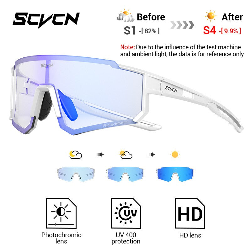 Óculos de Sol Fotocromáticos SCVCN Óculos de Ciclismo para Esportes ao Ar Livre Masculino Feminino MTB Escalada Óculos de Condução para Bicicleta Novo