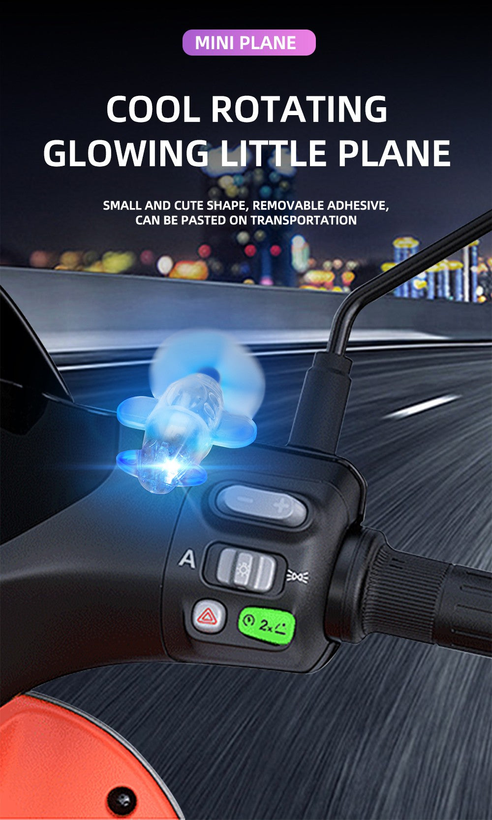 1x Mini Luzes Estroboscópicas para Aeronaves, Luz de Advertência de Posição em LED com Energia Eólica, Efeito Piscante, Acessórios para Carro, Moto, Bicicleta, Condução Segura