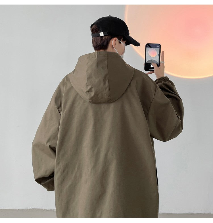 2024 Men Hooded Jacket Men Bomber Jacket Mens Windbreakers Zipper Coats Spring Autumn Loose Cargo Jacket Men Casual Sportswear