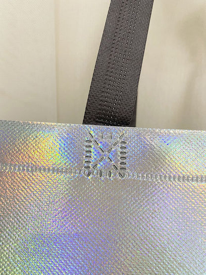 10Pcs Reusable Silver Laser Tote Bag Durable Non Woven Gift Shopping Bag for Wedding Bridesmaid Party Birthday Eco Friendly