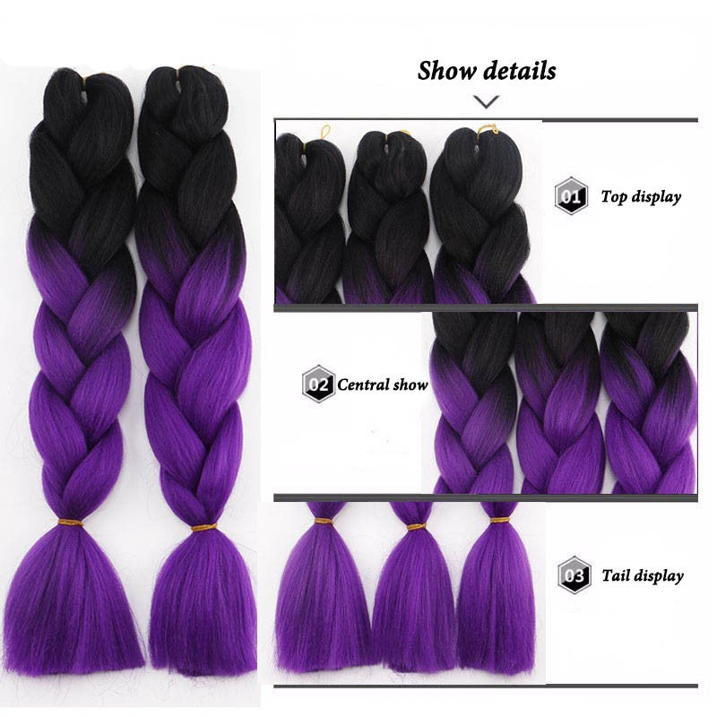 Cabelo Sintético Trança Jumbo 24 Polegadas Ombre Jumbo Extensão de Cabelo para Mulheres Tranças DIY Roxo Rosa Amarelo Cinza Lihu