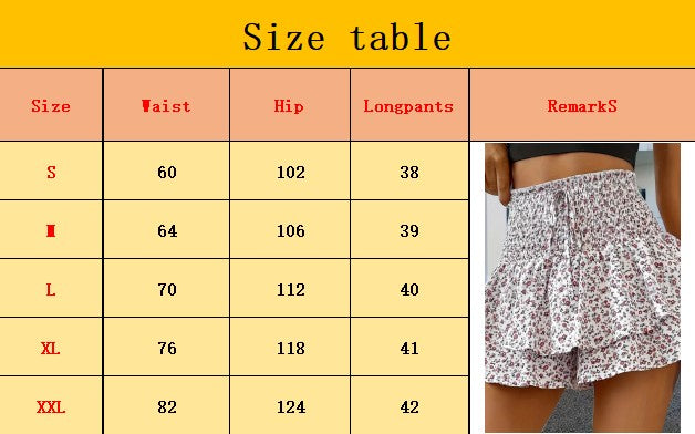 Spring and summer new small floral fashion women's shorts with a drape effect, versatile casual skirt pants.