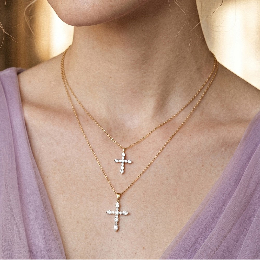 EFFIE QUEEN S925 Sterling Silver Moissanite Cross Necklace GRA Certificate D VVS1 Diamond Cross Pendant Neck Chain Women SMON15
