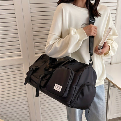 Women's Durable Nylon Sports Gym Bag with Shoe Compartment - Multifunctional Fitness Duffle for Yoga, Travel & Weekend Trips