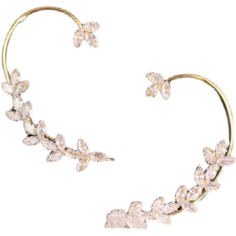 Brincos de Folhas Douradas com Cristal Verde para Mulheres Acessórios Diários de Individualidade Presentes de Joias para o Dia dos Namorados Aniversário