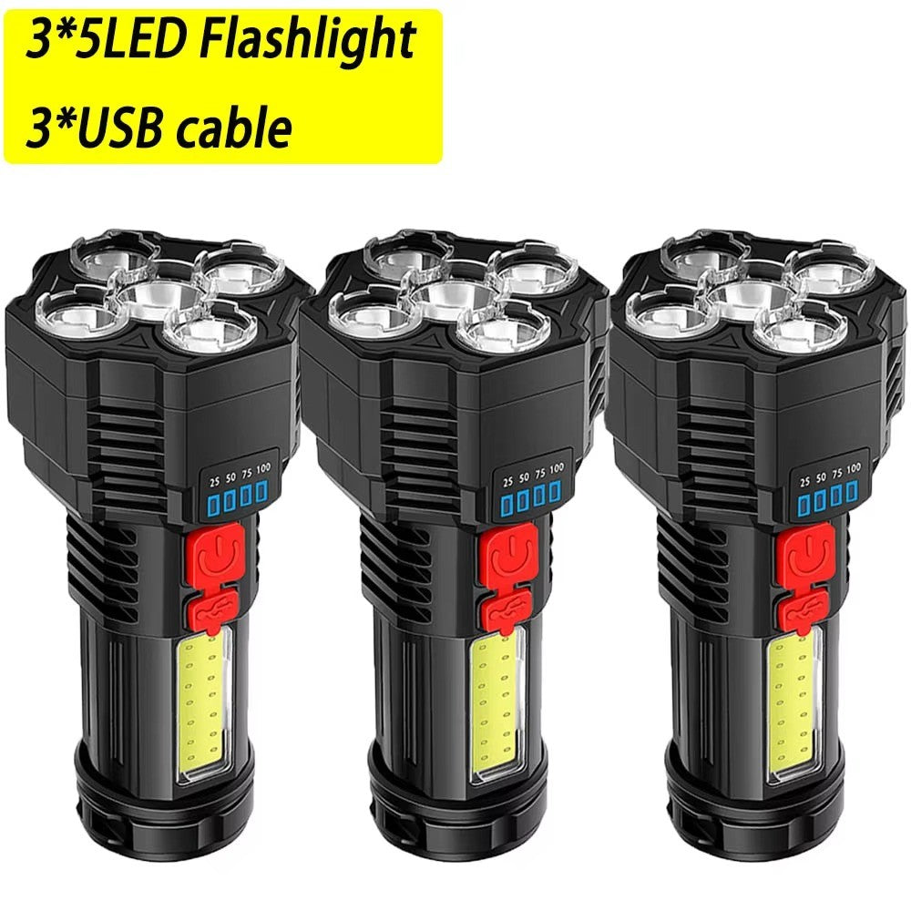 COB High Power LED Flashlight USB Rechargeable Waterproof Lamp For Camping Hiking Fishing Portable Flashlight Emergency Lantern