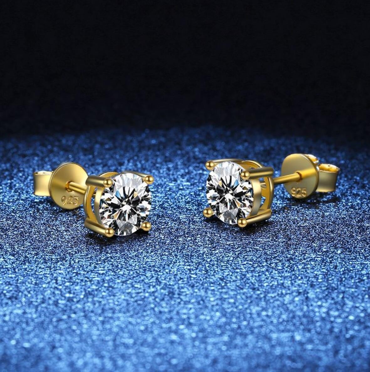Certified Original 925 Silver Gold Stud Earrings for Women Men 3.5mm 4mm 5mm 6mm 6.5mm Moissanite 4 Claw Earring Fine Jewelry