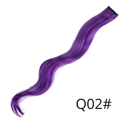 Apliques Sintéticos Presilha de Uma Peça Extensões de Cabelo Arco-Íris Cabelo Sintético Liso Peças de Cabelo de 45cm Longo Ombré Rosa Roxo Vermelho Azul
