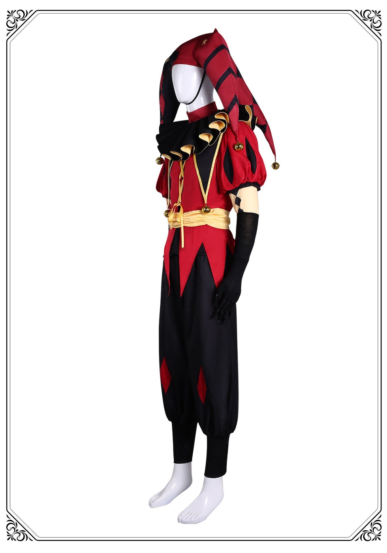 Game The Freak Circus Cosplay Costume Pierrot Jester Harlequin Cosplay Adult Clown Joker Mask Uniform Halloween Carnival Outfits