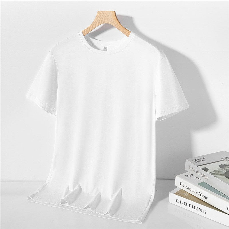 Men's Summer New Ice Silk Short-Sleeved T-Shirt Ice Cool Silk Smooth Men's Thin Top Loose Half-Sleeved Men's Body Shirt Pajamas