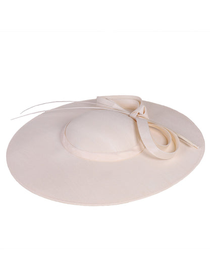 Sinamay Weddings Fascinators Hats For Women Ladies Large Big Brim Cocktail Church Tea Party Dress Fedoras Hat With Bow Feather