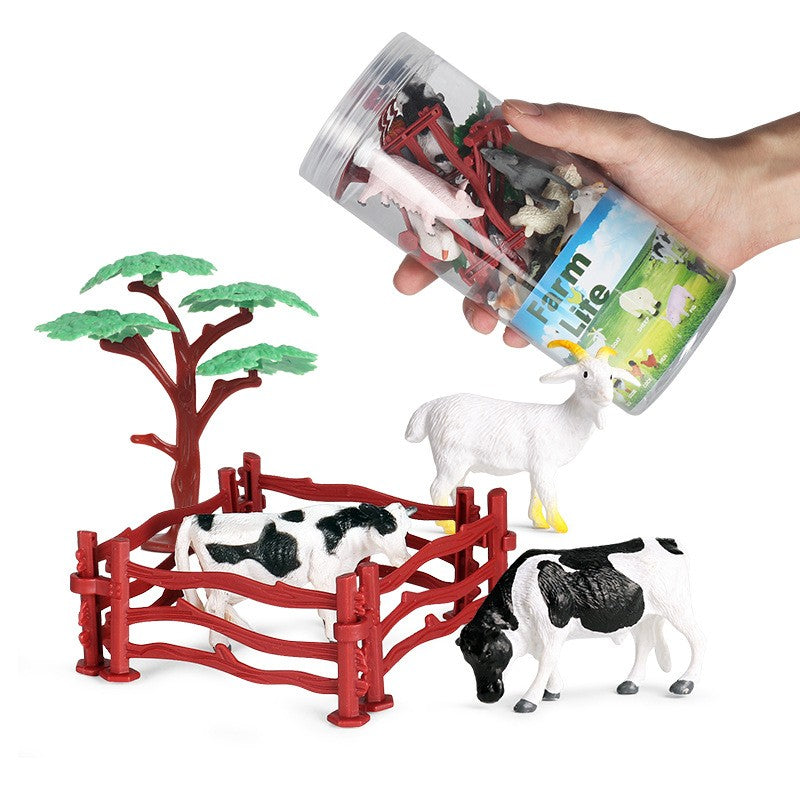 Mini Modelo Animal Fazenda de Vida Selvagem Aves Dinossauro Oceano Conjunto Animais da Planície Crocodilo Pinguim Insetos Brinquedos Micro Modelo Balde