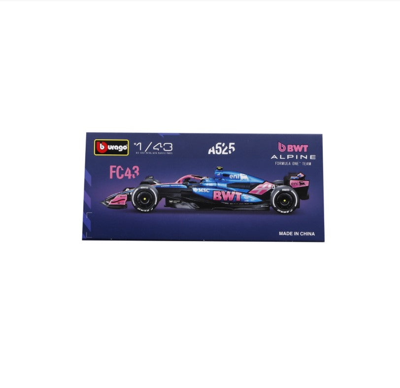 Bburago 1:43 F1 BWT Alpine Modelo Com Capacete 2025 Miniatura de Liga Carro de Corrida de Fórmula Brinquedo MCL39 W16 SF25 RB21 Japonês