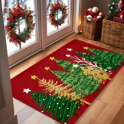 Merry Christmas Christmas Tree Enlargement Doormat Machine Washable for Living Room, Bedroom, Kitchen, Household Entry Doormat