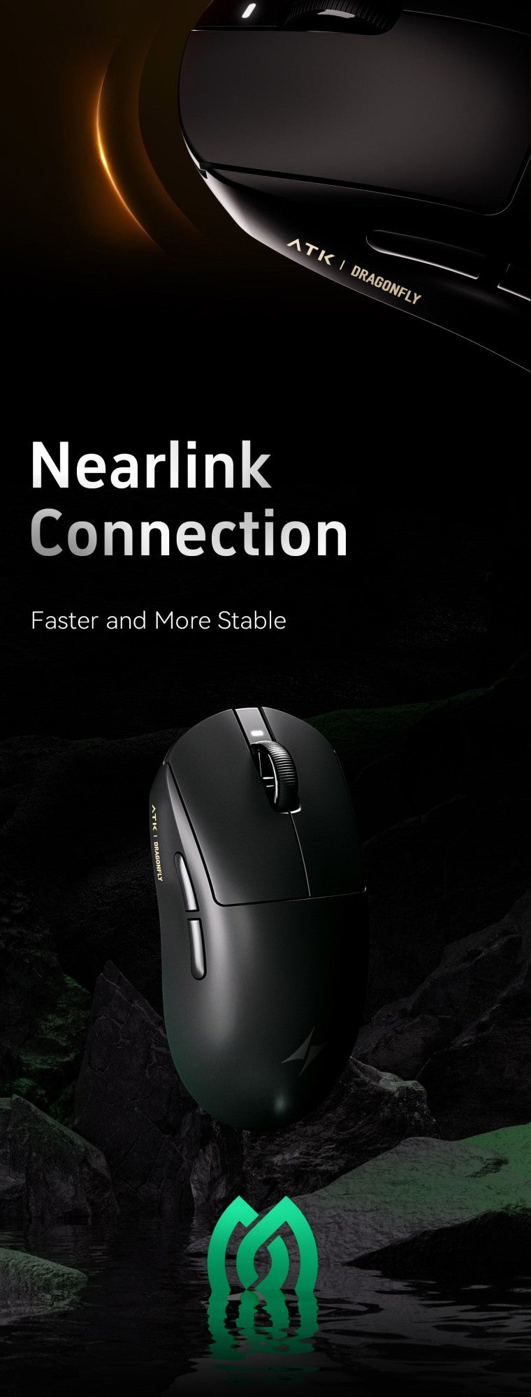 Mouse Sem Fio ATK Dragonfly A9 Series Tri Mode PAW3950 Nordic52840 8K 53g Leve Personalizável para Laptop Gamer PC Gaming