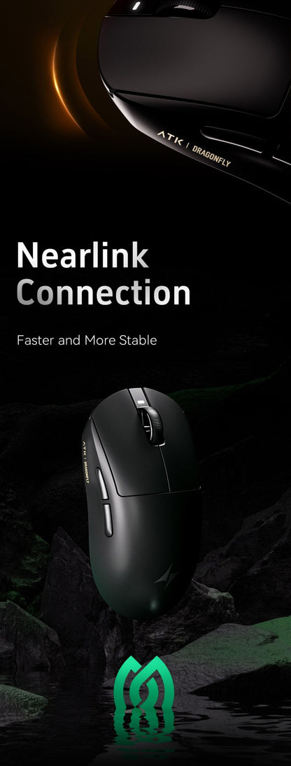 Mouse Sem Fio ATK Dragonfly A9 Series Tri Mode PAW3950 Nordic52840 8K 53g Leve Personalizável para Laptop Gamer PC Gaming