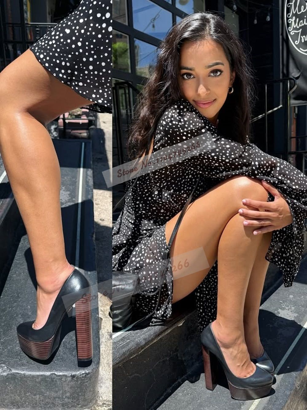 Wooden Pattern Chunky Heel Dress Pumps Black Nude Matte Platform Banquet Shoes Cork Block Heels Striped Footwear Patchwork Heels